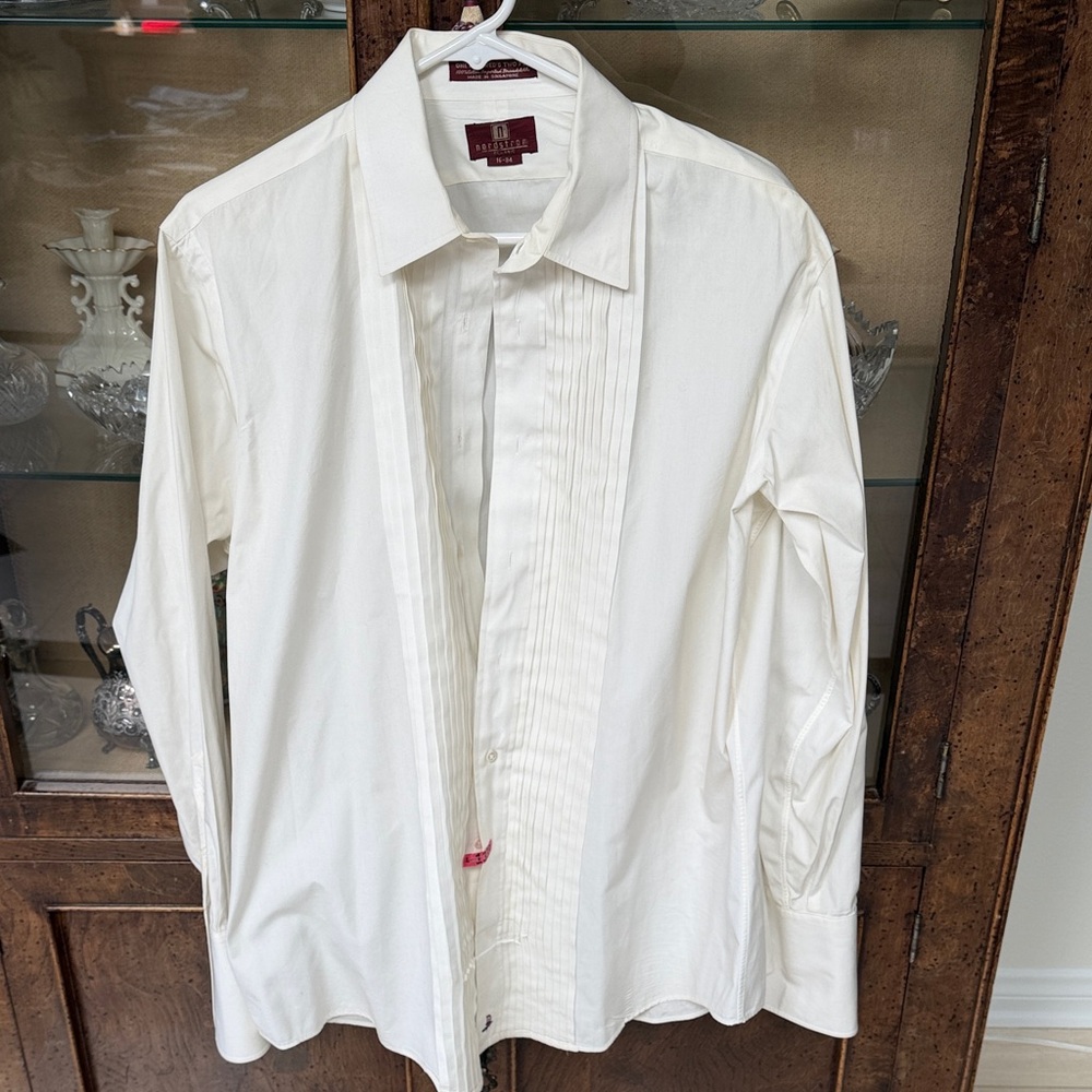 Vintage NordstromTuxedo Dress Shirt: White Pleated With French Cuffs